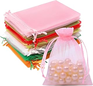 Crweety 50PCS Organza Bags 3x4 Multicolor, Small Gift Bags for Jewelry Candy Goodie Treat Sachet, Mesh Gift Bag Drawstring for Wedding Baby Shower Party Favors Halloween Christmas, Gifts Wrapping Bulk
