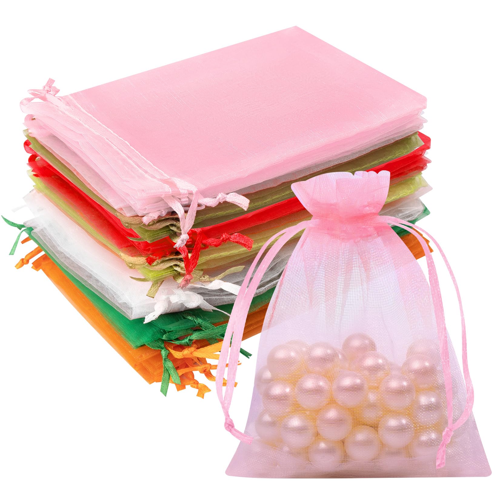 Crweety 50PCS Organza Bags 3x4 Multicolor, Small Gift Bags for Jewelry Candy Goo