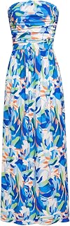 GRACE KARIN Women Strapless Dress Casual Loose Ruched Long Maxi Dress with Pockets