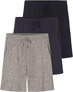 Real Essentials 3 Pack: Men's Soft Lounge Pajama Bottoms Sleep Shorts Breathable Cool Fabric (Available in Big & Tall)
