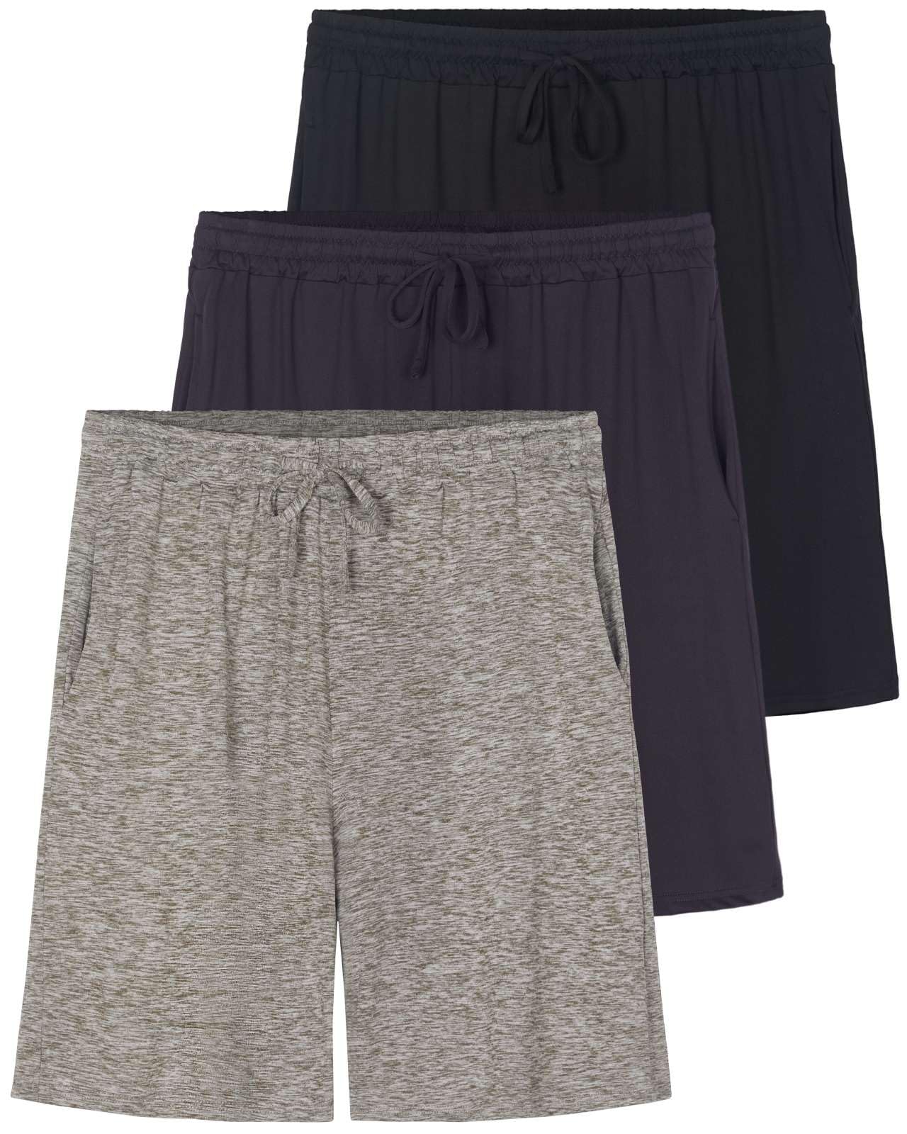 Real Essentials 3 Pack: Men's Soft Lounge Pajama Bottoms Sleep Shorts Breathable