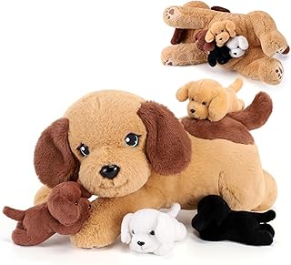 gnomantic Dog Stuffed Animals with Babies Inside, Mommy Toy for Kids