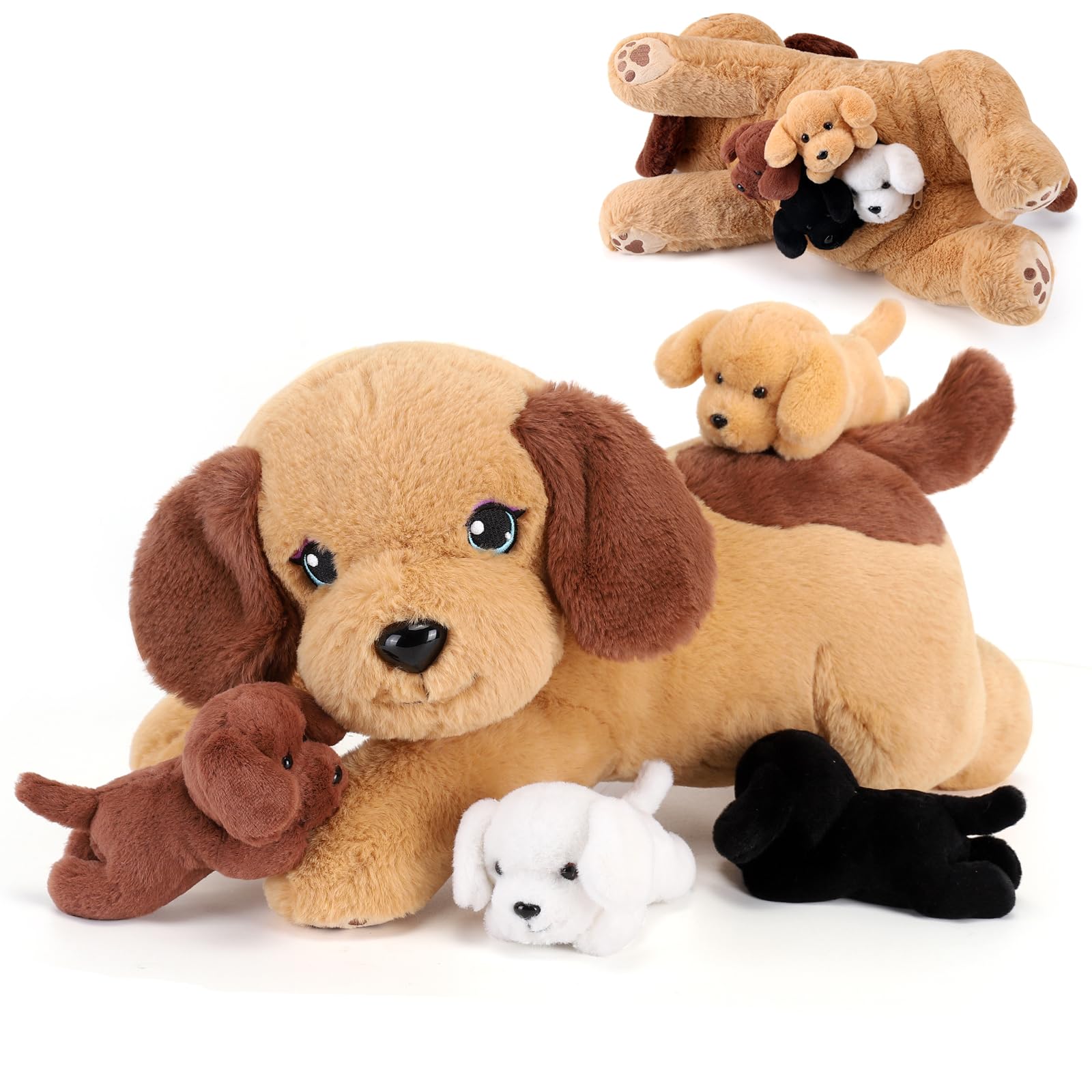 gnomantic Dog Stuffed Animals with Babies Inside, Mommy Toy for Kids