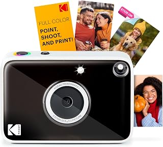 Kodak Printomatic+ Instant Print Digital Camera (Black) 10MP Portable Camera with Interactive RGB LED Status Indicator, Prints Full-Color Photos on Zink 2x3” Sticky-Backed Photo Paper - Easy & Fun