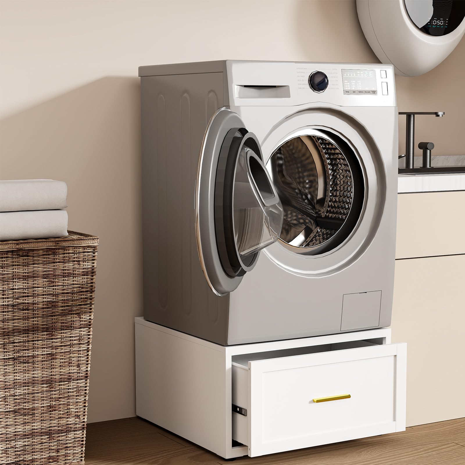 Laundry Pedestal Heavy Duty Metal Washer and Dryer Pedestals, 16"H Universal Fit