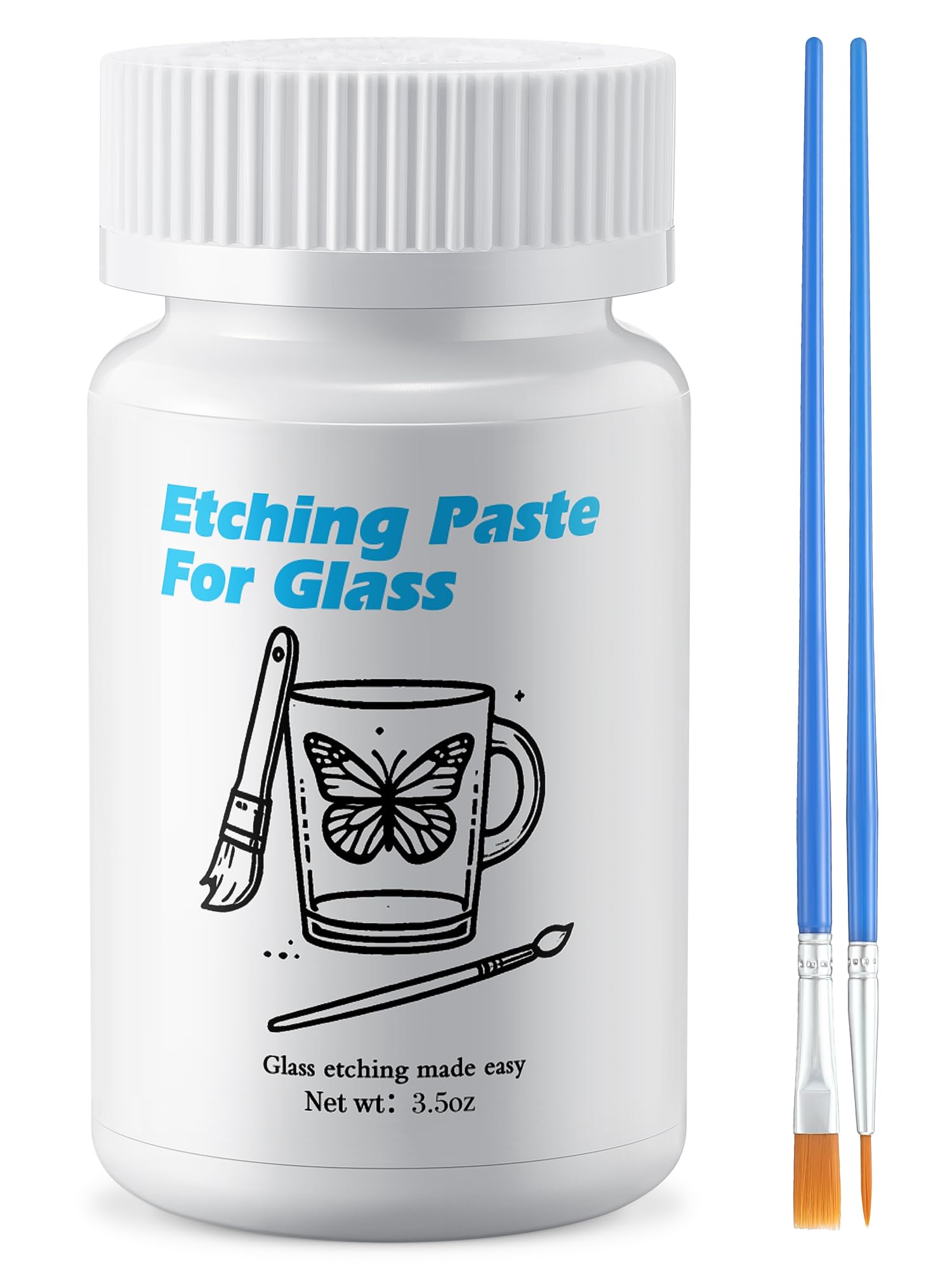 ElectricWise 3.5 OZ Glass Etching Cream Kit, 2 Application Brushes | Etching Art