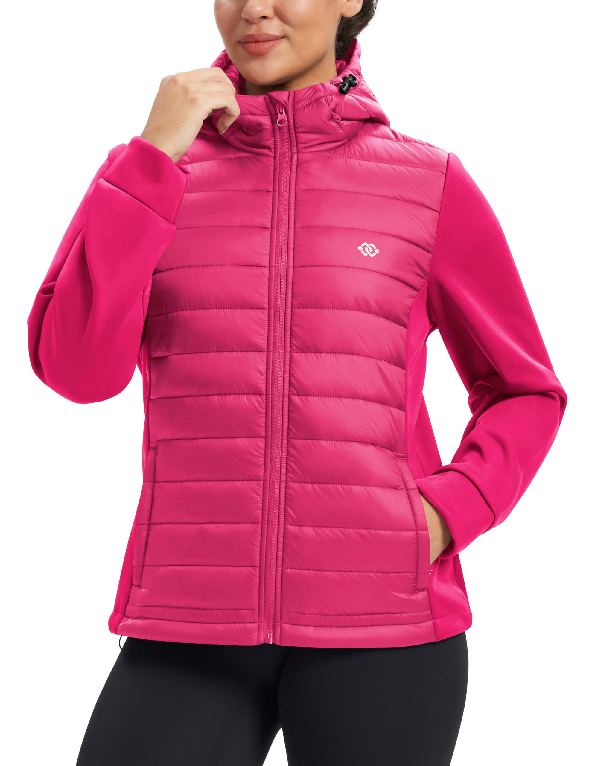 MoFiz Womens Fleece Lined Softshell Jacket Hooded Lightweight Insulated Puffer H