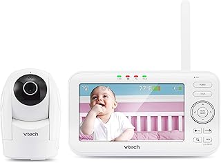 VTech VM5262 5" Color LCD Digital Video Baby Monitor, 360 Degree Pan & Tilt Camera, Automatic Night Vision, Temperature Sensor