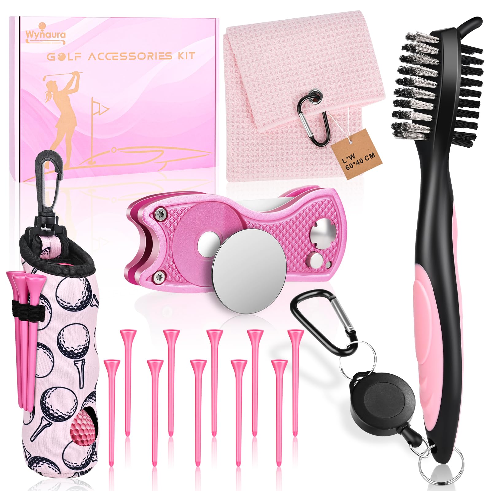 15PCS Golf Accessories Kit - Include Golf Club Cleaner Brush with Groove Cleaner