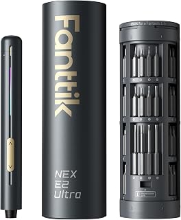 Fanttik E2 Ultra Electric Screwdriver, Screwdriver for Electronics (Grey) | 50 Magnetic Bits, Max.0.6N.m, RevoStor Magnetic Storage, 5/32''Hex Screwdriver for PC, 3D Printer, RC Cars, Drone