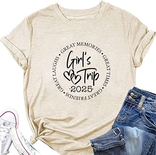 Trip Girls Shirts 2025 Great Memories T-shirt for Women Girl Holiday Weekend Matching Summer Vacay Mode Tees Top, Beige, L