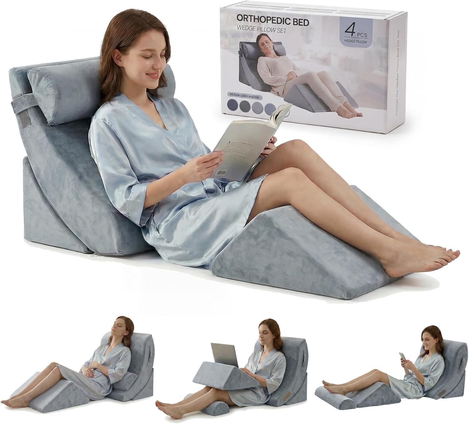 Axelrod Orthopedic Bed Wedge Pillow Set, Post Surgery Foam for Back, Neck and Le