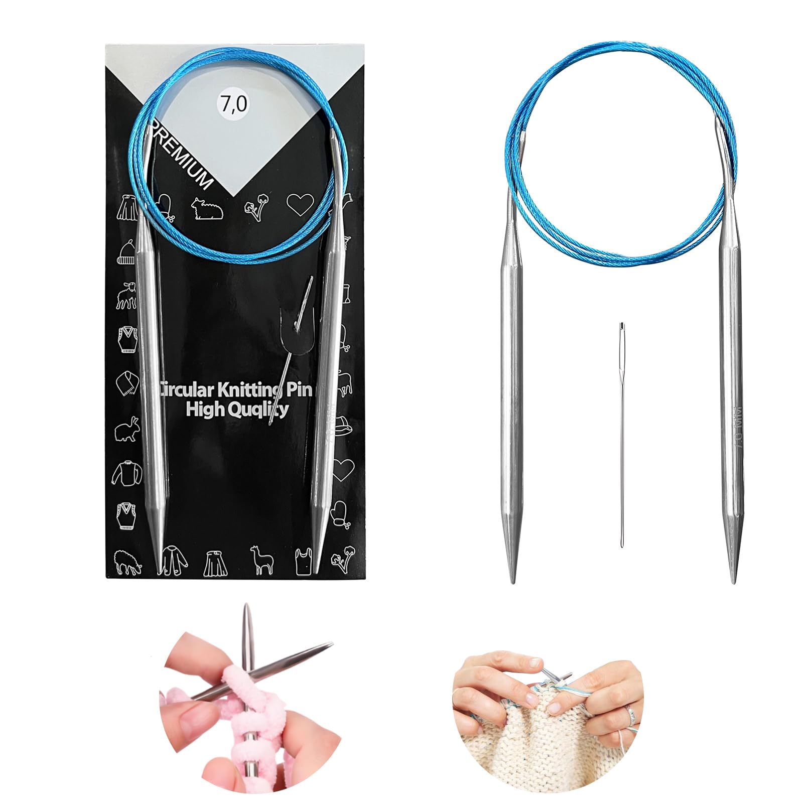 7.0 mm Circular Knitting Needles US10.75 |40 inches/100 cm | Suitable for Beginn