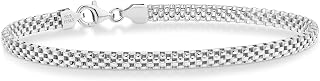 Miabella Italian 4mm Mesh Link Chain Bracelet for Women, Made in Italy