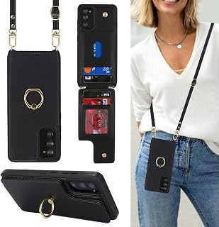 Lipvina for Samsung Galaxy S20 FE Case with Strap,Black