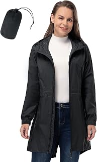 33,000ft Waterproof Rain Poncho Lightweight Breathable Windproof Hooded Thin Foldable Long Waterproof Coats Women