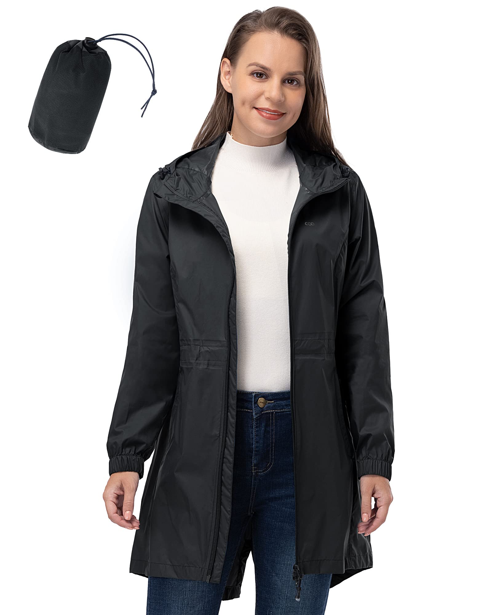 33,000ft Waterproof Rain Poncho Lightweight Breathable Windproof Hooded Thin Fol
