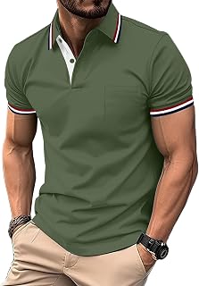 zitysport Polo Shirts Men Short Sleeve Sport Tennis Shirt Breathable Functional with Pocket Shirts Summer Golf Outdoor Slim Fit Polo Shirt Men Golf Chest Pocket Regular Fit Tshirt