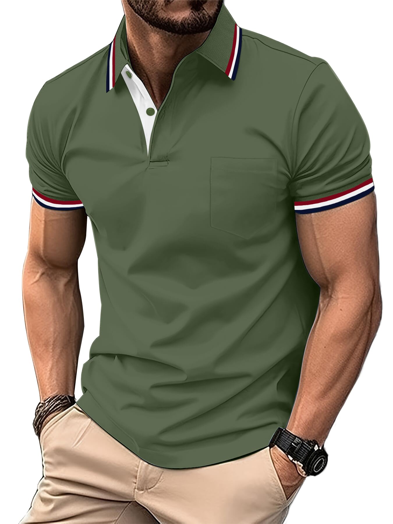 zitysport Polo Shirts Men Short Sleeve Sport Tennis Shirt Breathable Functional 