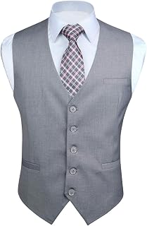 Enlision Suit Vest for Men Formal Plain Vest Wedding Elegant Suit Vests Business Vests Men with Pockets XS - 4XL