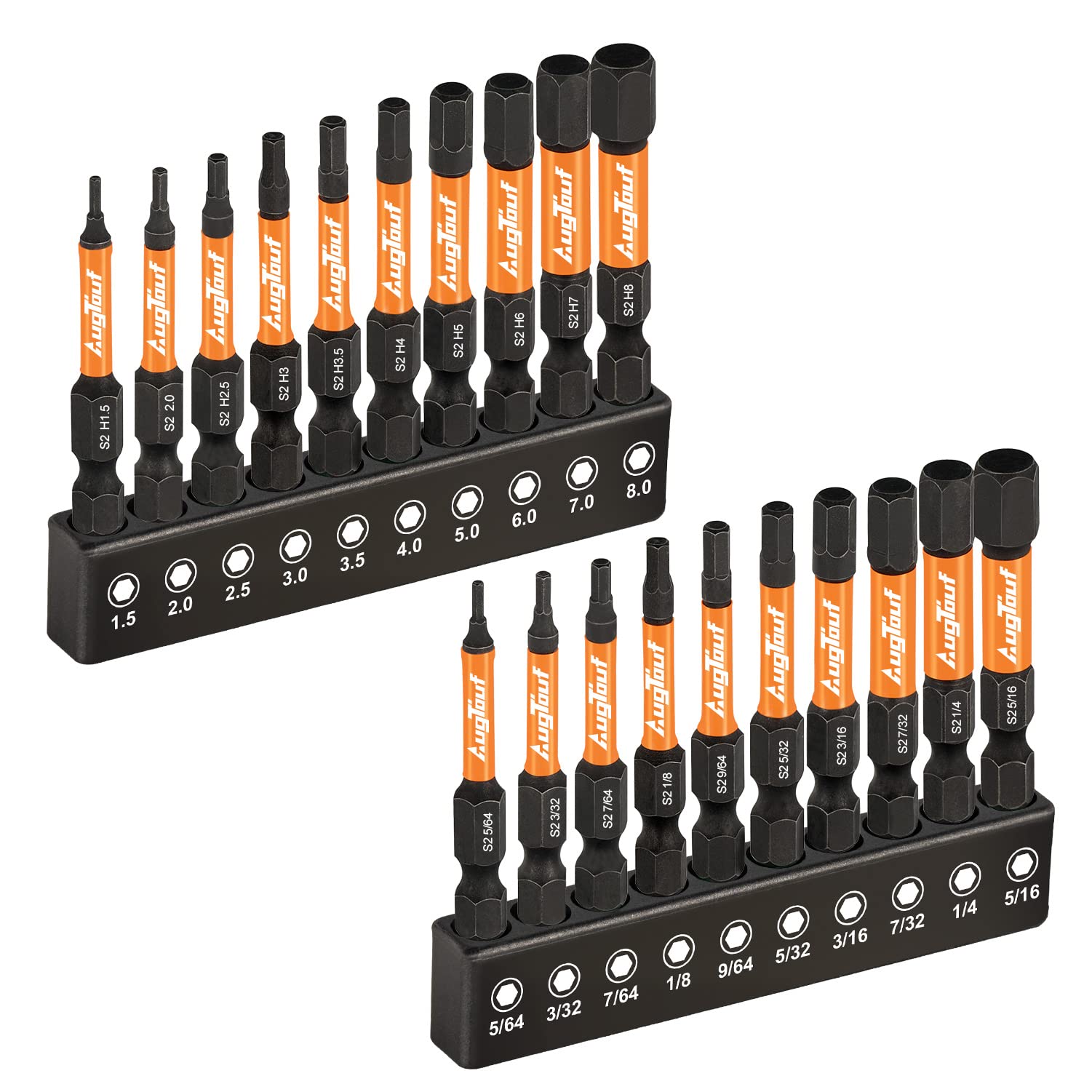 toolant Impact Allen Wrench Drill Bit Set, 20-Piece Metric & SAE, 2-Inch | S2 st