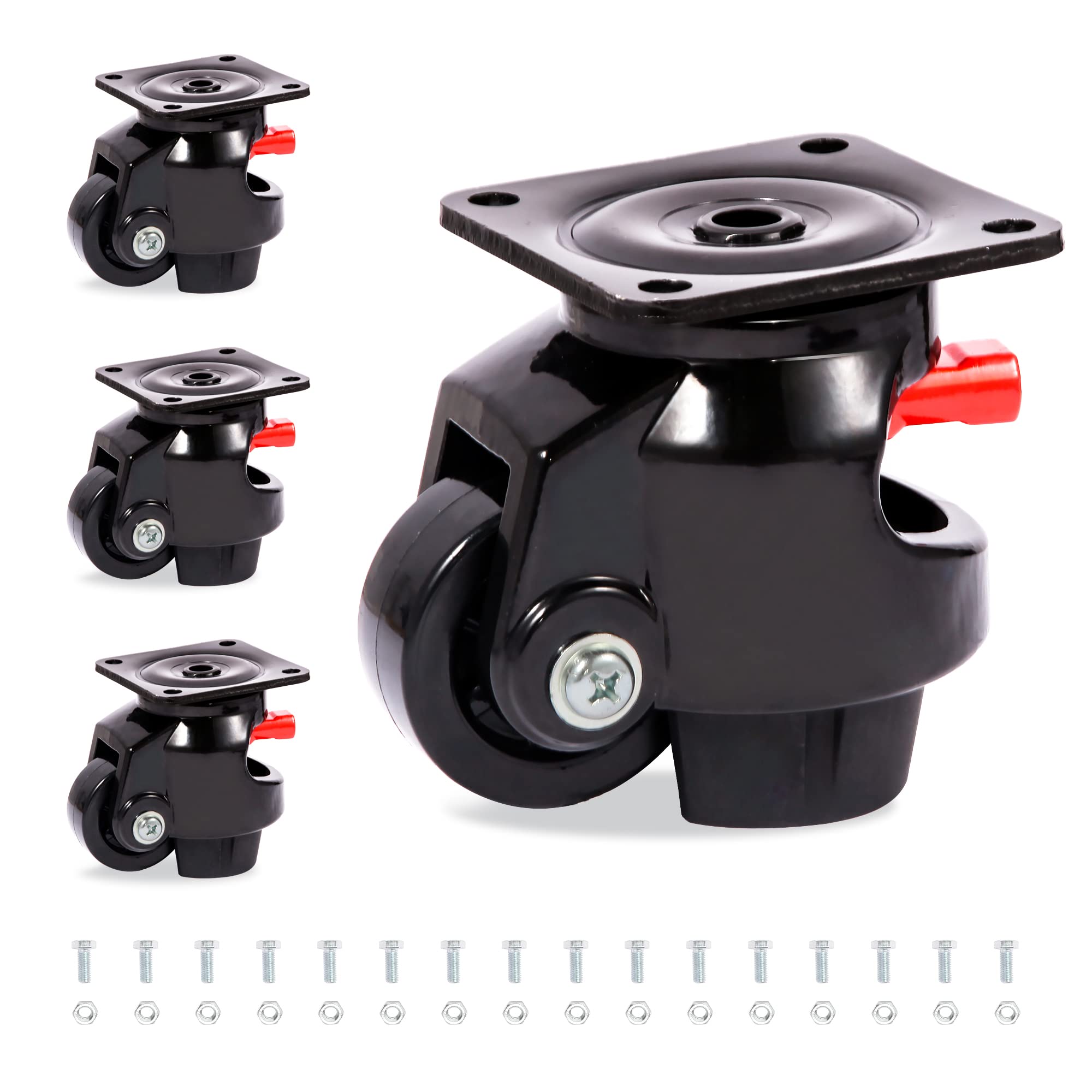 Nefish Leveling Casters Set of 4 Heavy Duty 80F, Retractable Caster Wheel for Wo
