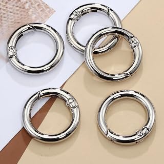 10 Pcs Metal Round Carabiner for DIY Key Chains, Spring O Rings Spring Buckles for Jewelry Keychains Bag Keychains Keychain Supplies (Silver 26mm)