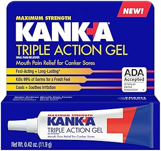 Kank-A Triple Action Gel, Fast & Long Acting Mouth Pain Relief, 0.42 oz | Fast-acting long lasting triple action formula for canker sores, easy to use treatment, cools and soothes mouth irritation