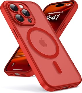 Oududianzi -Magnetic Case for iPhone 15 Pro with Magsafe, Bright Red