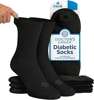 Doctor's Choice Mens Diabetic Seamless Non Binding Top Socks 4 Pairs Large 9-12 and XL 13-15