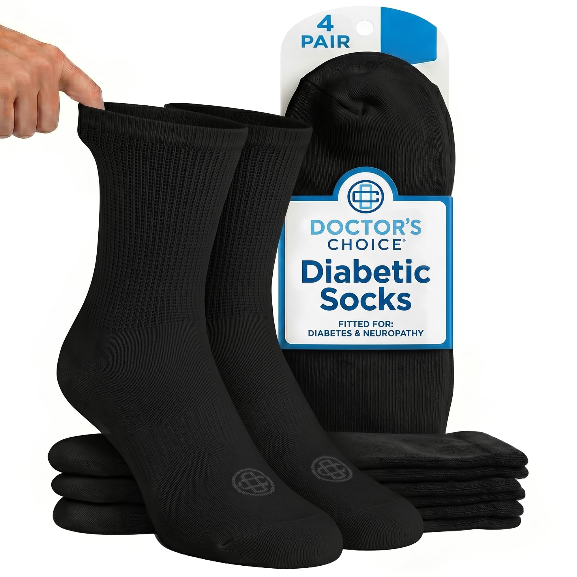 Doctor's Choice Mens Diabetic Seamless Non Binding Top Socks 4 Pairs Large 9-12 
