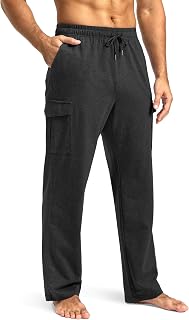 Pudolla Men's Cotton Sweatpants with Cargo Pockets Casual Workout Pants
