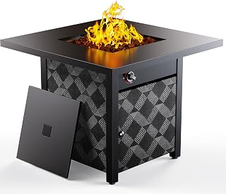 Ciays 28Inch Propane Fire Pit Table, 50,000 BTU Outdoor Gas Fire Pit Table CSA-Certified for Outside Patio with Removable Lid and Lava Rocks, Add Warmth and Ambience to Parties, Backyard, Garden
