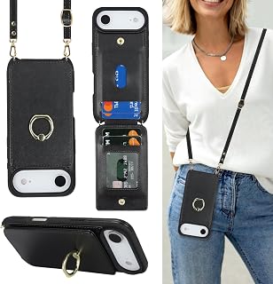 Lipvina Crossbody Wallet for iPhone Air Case with Strap-Black