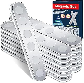 BKSAI Unbreakable Strong Magnet, 12 Pcs Self-Adhesive Neodymium Bar Magnets | Powerful Permanent Rare Earth Sticky Magnets for School Office Home Kitchen DIY Tool Room Fixing Kit (12pcs N52)