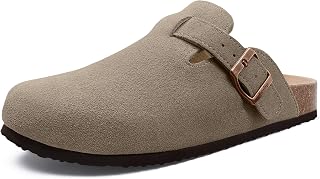 Beslip Suede Clog for Women Soft Cork Footbed