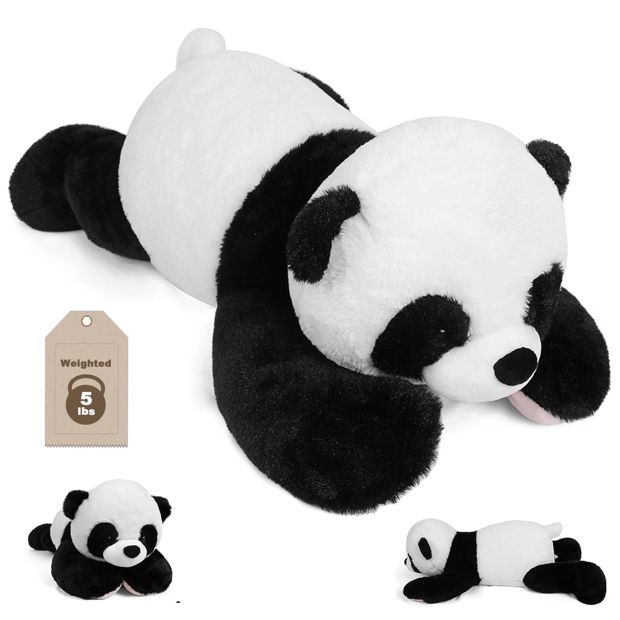 5 lbs 24" Weighted Stuffed Animals Panda Plushie, Cute Panda Weighted Plush Pill