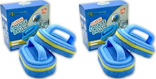 KOKSI 2-Piece Cleaning Brush for Bathroom Kitchen Bathtub Toilet Cleaner All Purpose Shower Sponge Scrubbing Brush with Ergonomic Handle (Pack of 2)