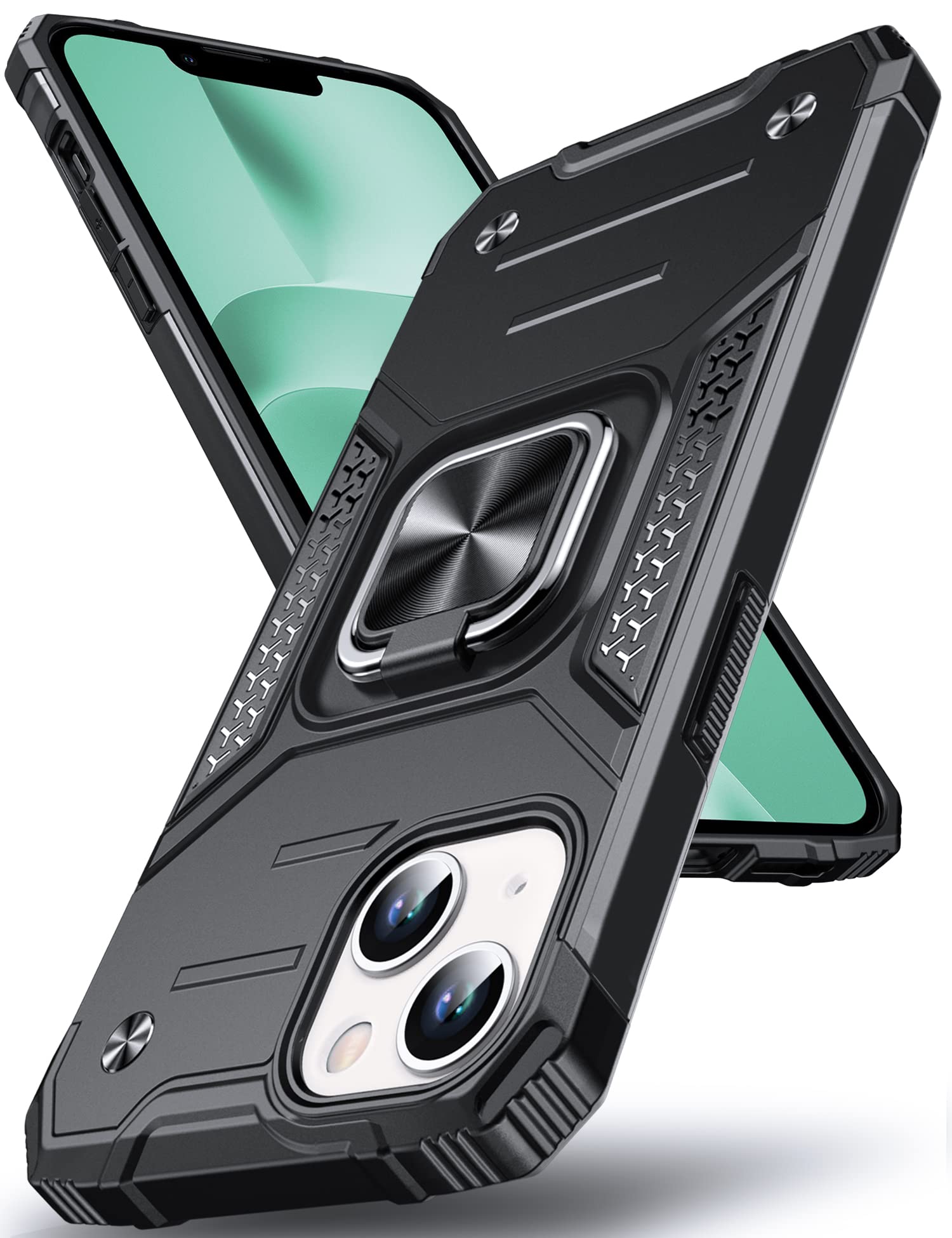 DASFOND for iPhone 14/13 Case with Stand, Military Grade Full Body Protective Ph