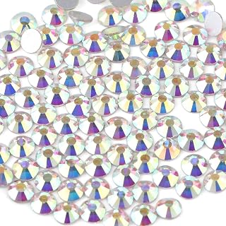 Beadsland Flat Back Crystal Rhinestones,Crystal AB, SS20, 1440pcs | Flatback Glass Gems, for Nail Art Craft, Glue Fix, 4.6-4.8mm