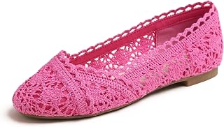 Feversole Women's Comfort Breathable Knit Crochet Shoes Lace Ballet Flats Round Toe