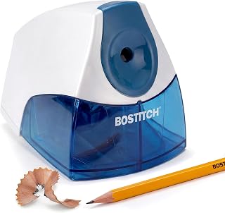 Bostitch Electric Pencil Sharpener, Standard Pencils, Blue | Extended Cutter Life, High-Capacity Shavings Tray, Compact Design, Safety Features, Stall Free Motor