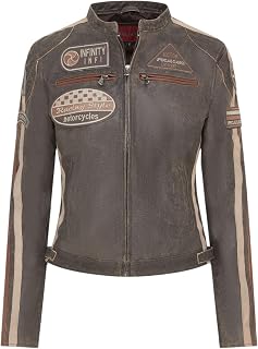 Infinity Leather Women Leather Biker Casual Racing Moto Badges Jacket