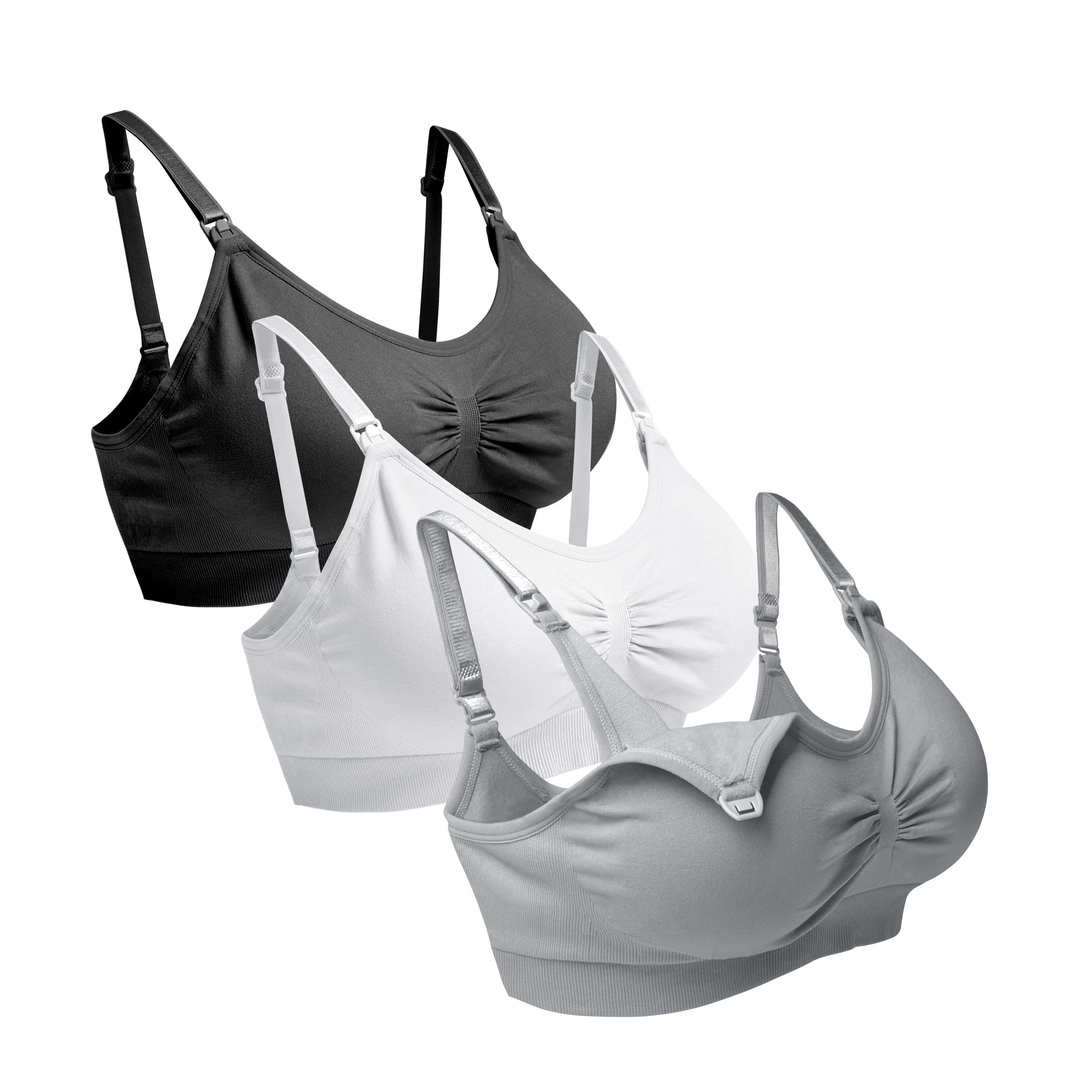 O-WareBaby Maternity Nursing Bra Seamless Breastfeeding Bras for Women 3 Pack S-