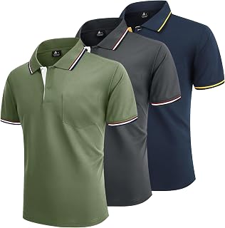 LLdress Men's Polo Shirt Short Sleeves 3 Pack Golf Tennis T Shirt Lightweight and Breathable