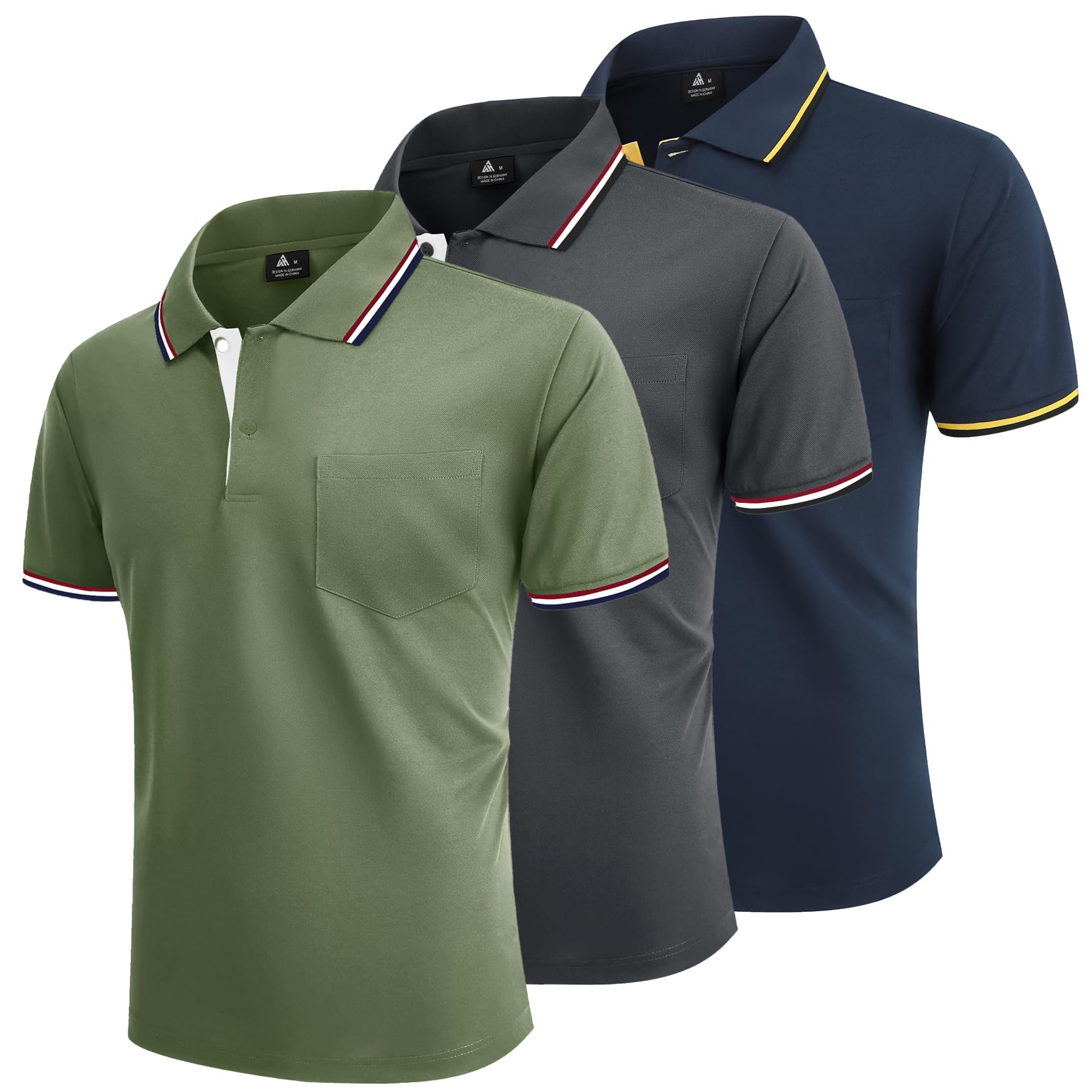 LLdress Men's Polo Shirt Short Sleeves 3 Pack Golf Tennis T Shirt Lightweight an