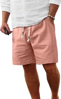 Comdecevis Men's Cotton Linen Casual Shorts
