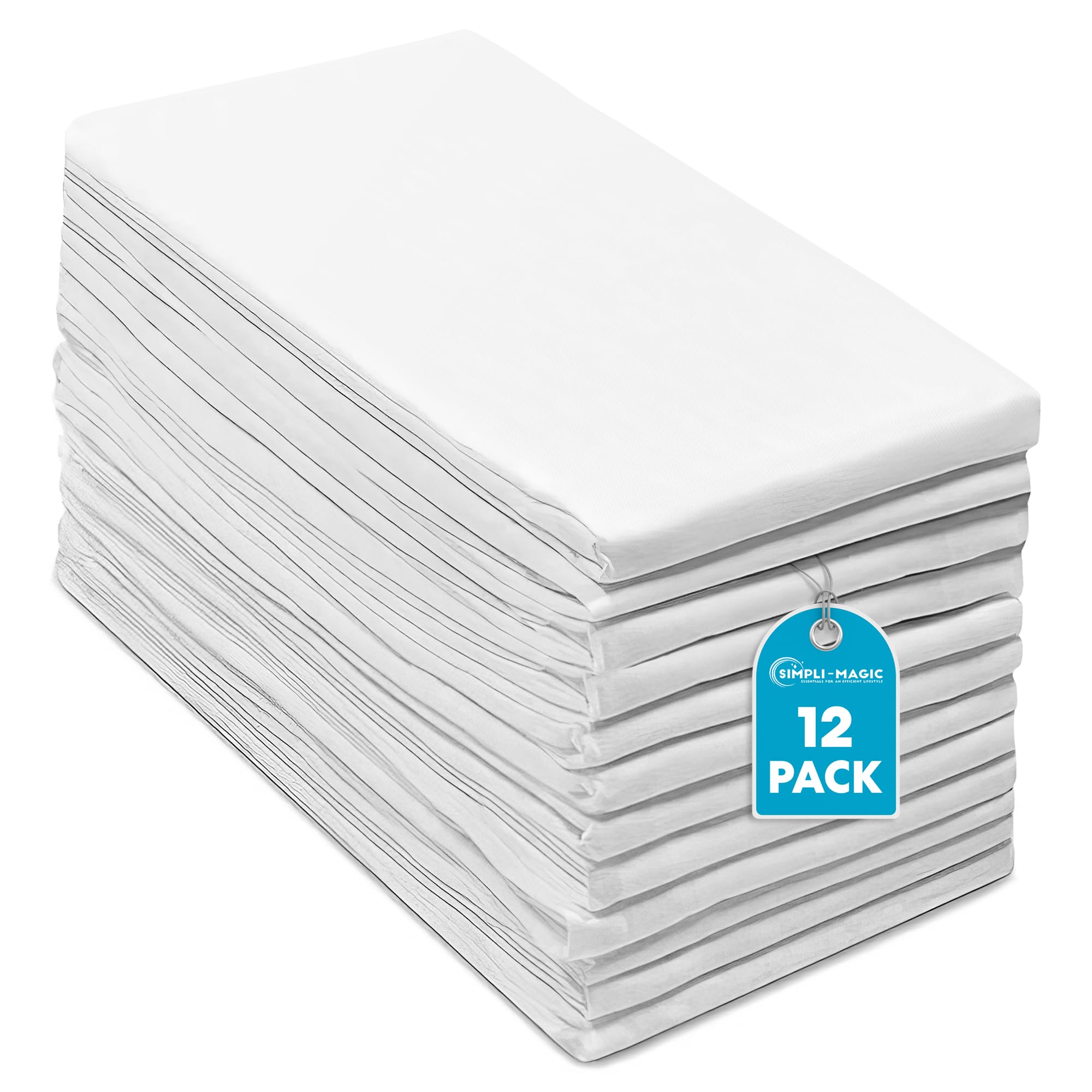 Simpli-Magic Flour Sack Kitchen Towels 24"x24" (12 Pack) – 100% Cotton, Lint-Fre