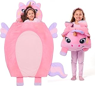 JOIEDOMI Kids Sleeping Bag 4 5 6 Year Old Girl Gifts Toddler Nap Mat with Pillow & Blanket 60" x 39" for Kids Ages 3+ Soft Plush Sleeping Mat for Preschool and Boys Girls