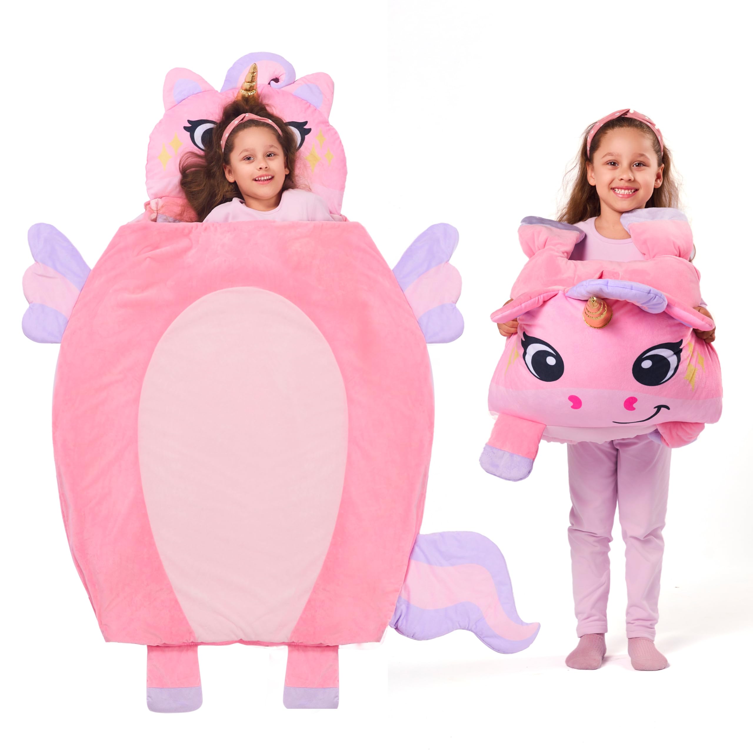 JOIEDOMI Kids Sleeping Bag 4 5 6 Year Old Girl Gifts Toddler Nap Mat with Pillow